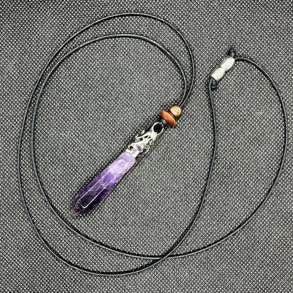 Amethyst Crystal Point Necklace Handcrafted - Picture 4 of 6